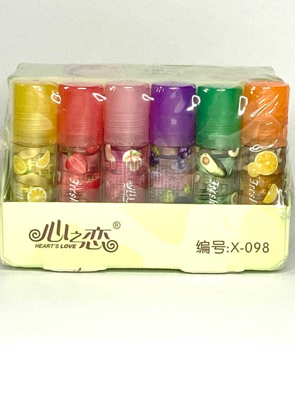 Heart's Love Lip Balm Set - Yellow, Red, Pink, Purple, Green, Orange